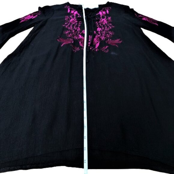 California Moonrise boho hippie embroidered bell sleeves lace up dress - Picture 9 of 14